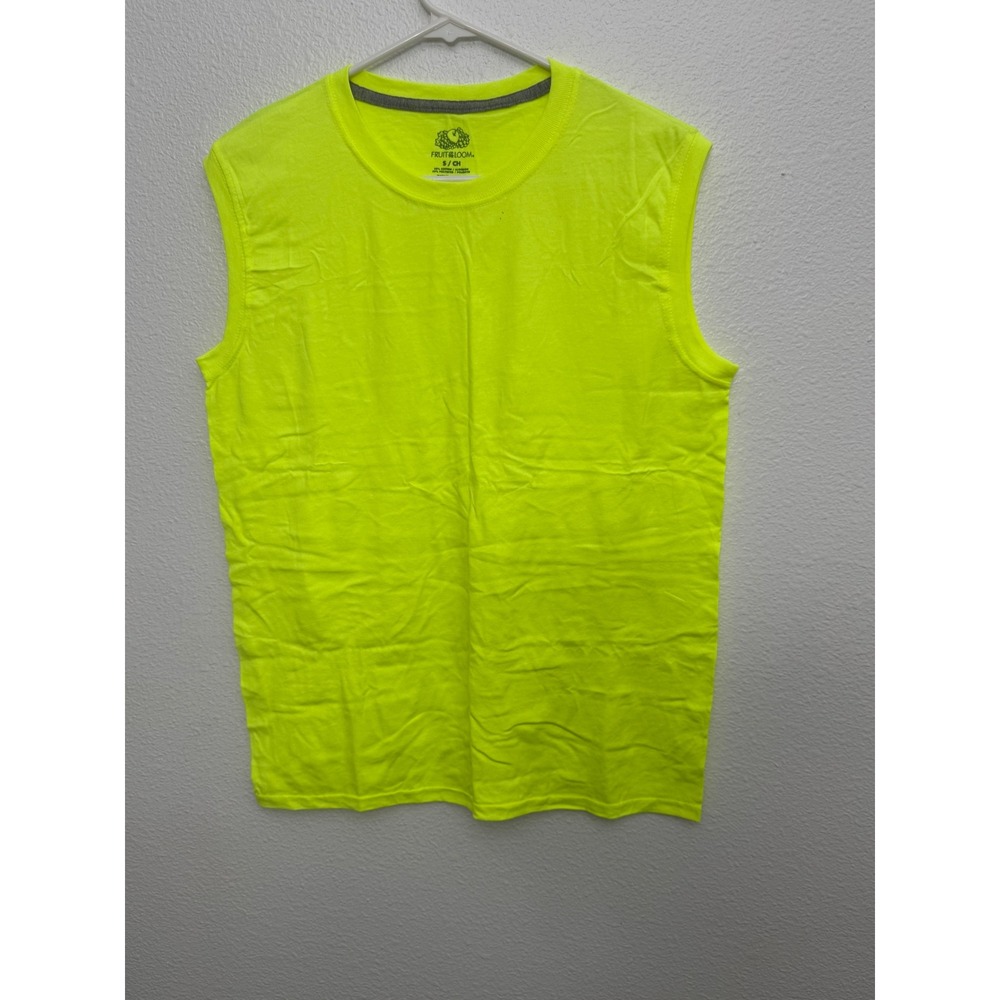 Fruit of the Loom Mens Sleeveless Muscle T-Shirt Neon Safety Yellow Small S